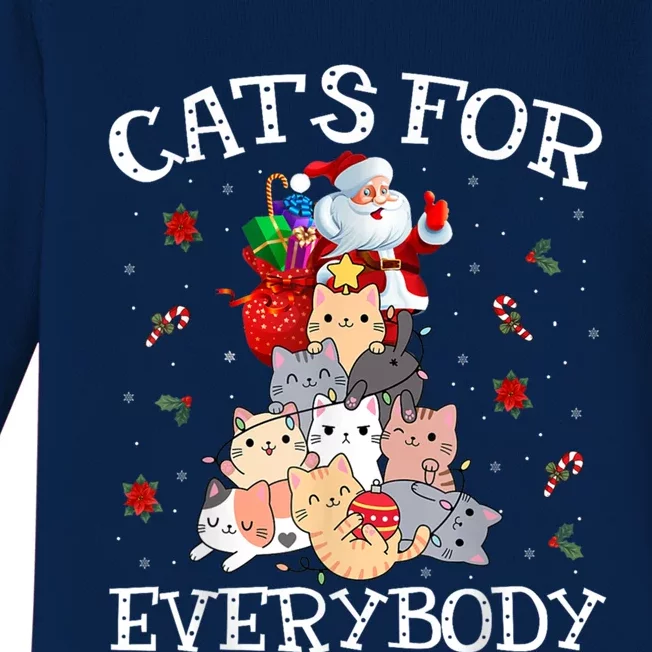 Funny Santa Xmas Pajama Cats For Everybody Christmas Catmas Great Gift Baby Long Sleeve Bodysuit