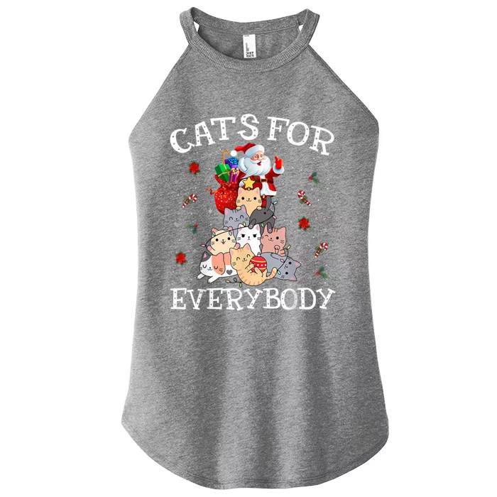 Funny Santa Xmas Pajama Cats For Everybody Christmas Catmas Great Gift Women’s Perfect Tri Rocker Tank