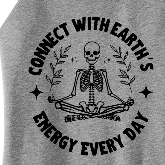 Funny Skeleton Yoga And Meditation Lovers Earth Day Design Gift Women’s Perfect Tri Rocker Tank