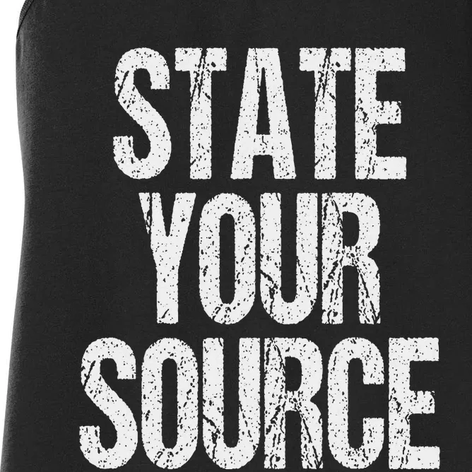 Funny State Your Source Women's Racerback Tank