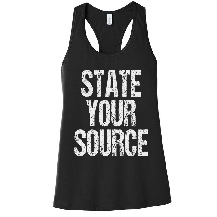 Funny State Your Source Women's Racerback Tank