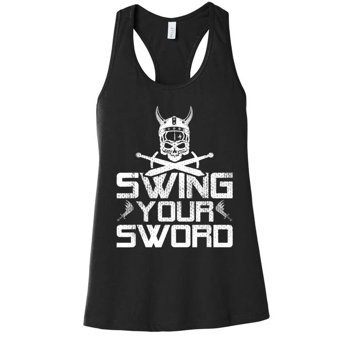 Funny Swing Your Sword Vintage Women's Racerback Tank