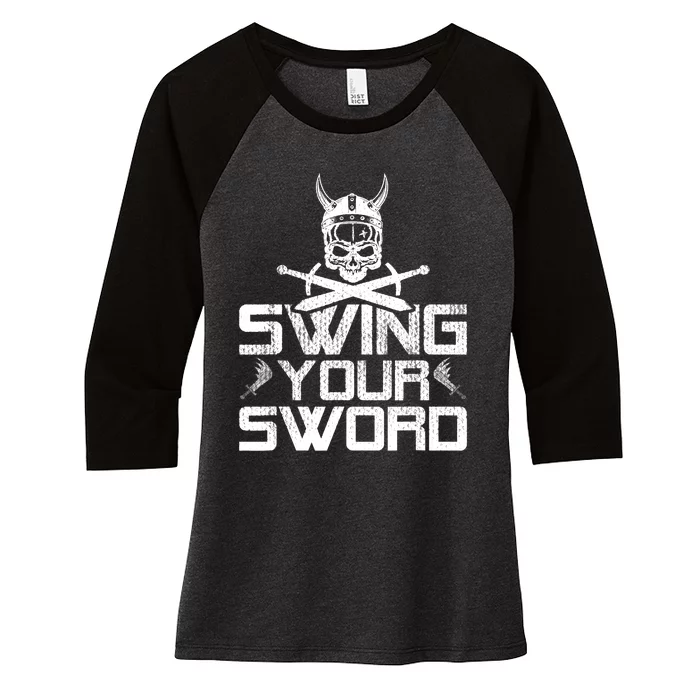 Funny Swing Your Sword Vintage Women's Tri-Blend 3/4-Sleeve Raglan Shirt