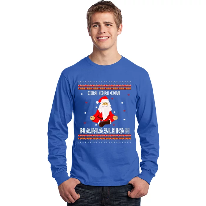 Funny Santa Yoga Namasleigh Ugly Christmas Jumper Gift Long Sleeve Shirt