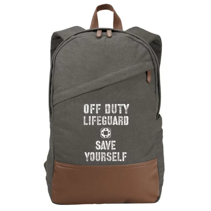 Funny Save Yourself Lifeguard Swimming Pool Guard Off Duty Gift Cotton Canvas Backpack