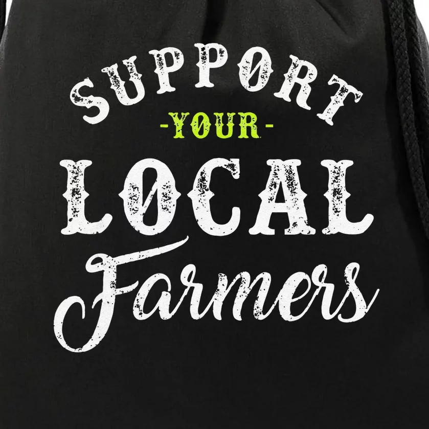 funny Support Your Local Farmer Retro Style Tractor Drawstring Bag