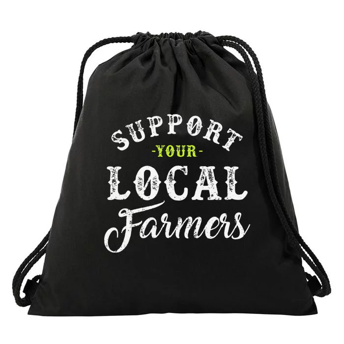 funny Support Your Local Farmer Retro Style Tractor Drawstring Bag