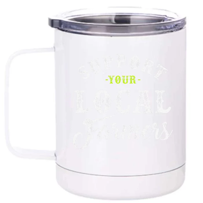 funny Support Your Local Farmer Retro Style Tractor Front & Back 12oz Stainless Steel Tumbler Cup