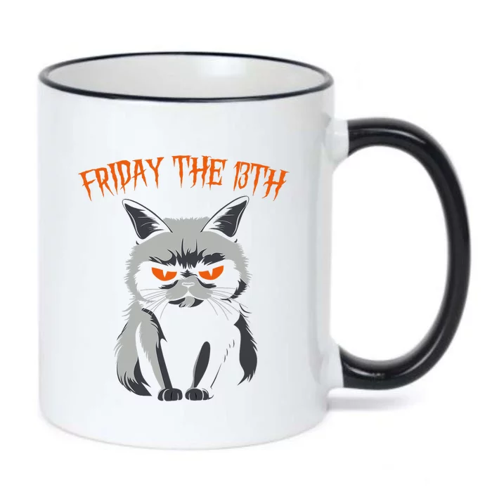 Friday The 13th 2024 Black Cat Halloween Funny Cat Mom Dad Black Color Changing Mug