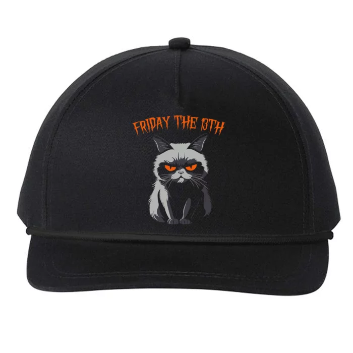 Friday The 13th 2024 Black Cat Halloween Funny Cat Mom Dad Snapback Five-Panel Rope Hat