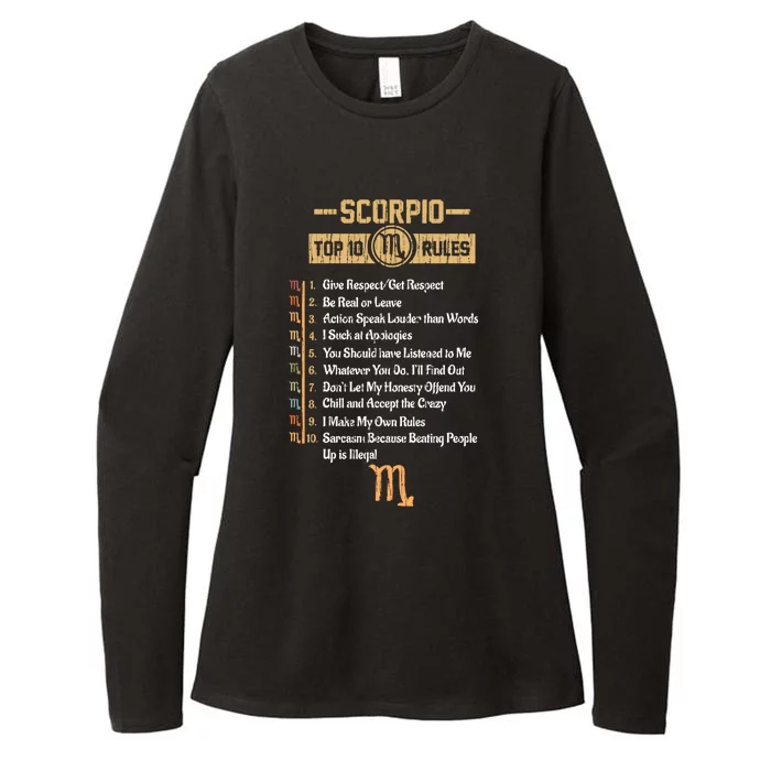 Funny Top 10 Rules Of Scorpio Zodiac Sign Birthday Gift Womens CVC Long Sleeve Shirt