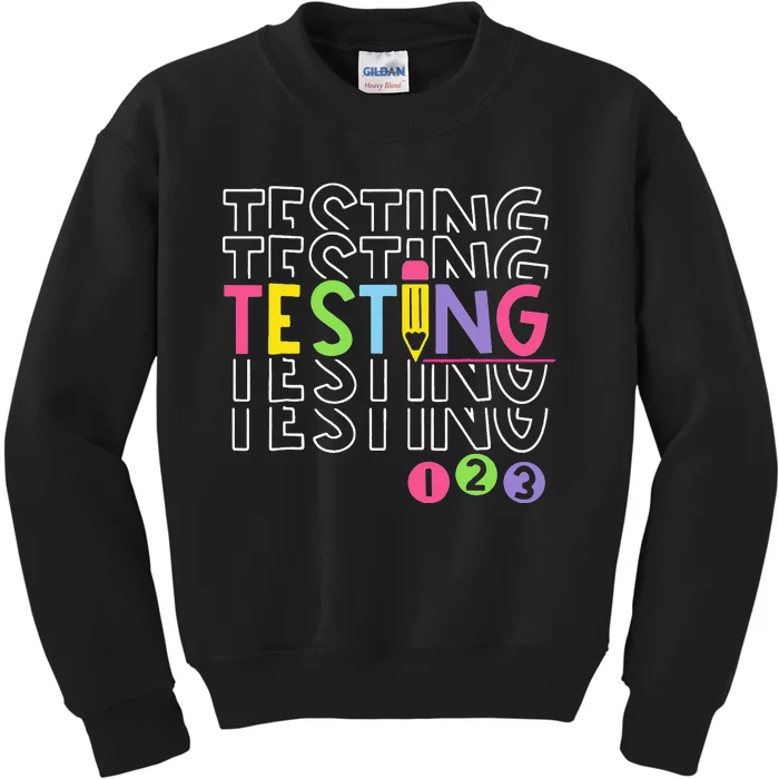 Funny Testing 123 Retro School Test Day Teacher Student Kids Sweatshirt