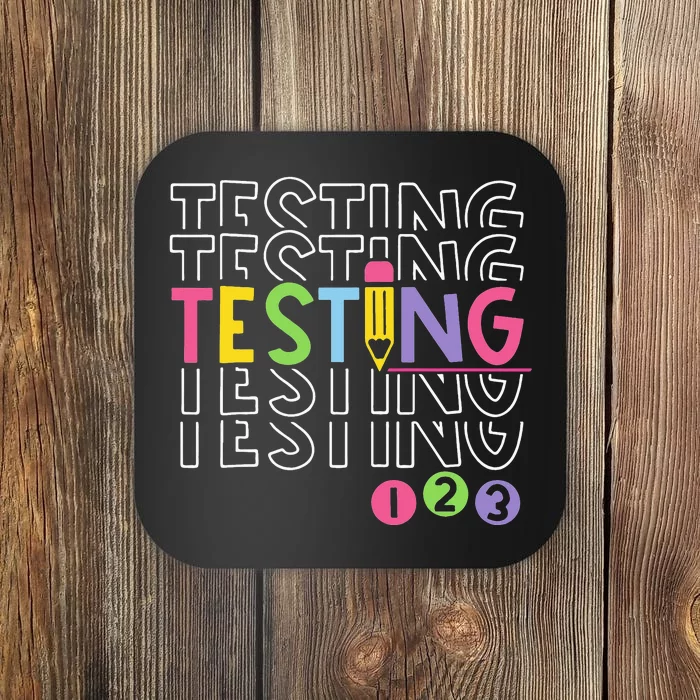 Funny Testing 123 Retro School Test Day Teacher Student Coaster