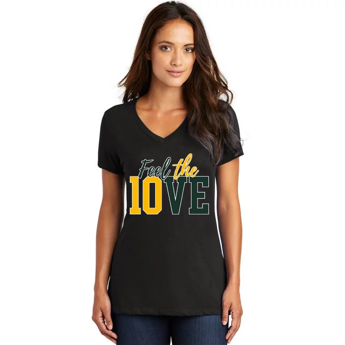 Feel The 10ve Jordan Quarterback Love American Football Women's V-Neck T-Shirt