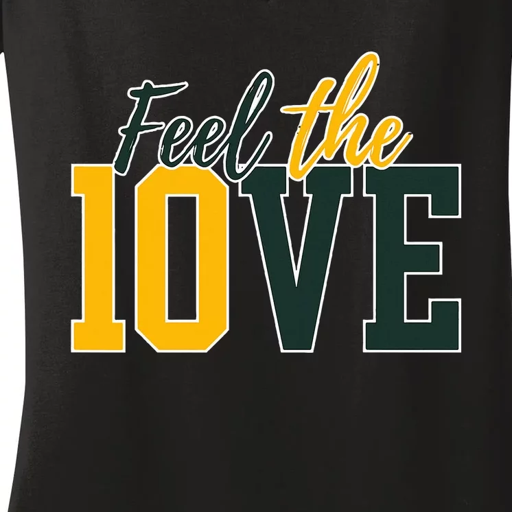 Feel The 10ve Jordan Quarterback Love American Football Women's V-Neck T-Shirt