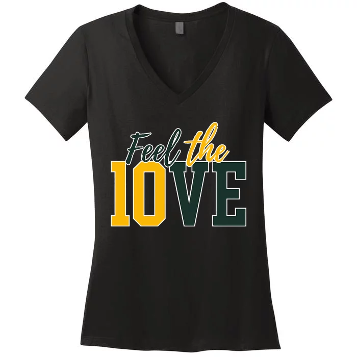 Feel The 10ve Jordan Quarterback Love American Football Women's V-Neck T-Shirt