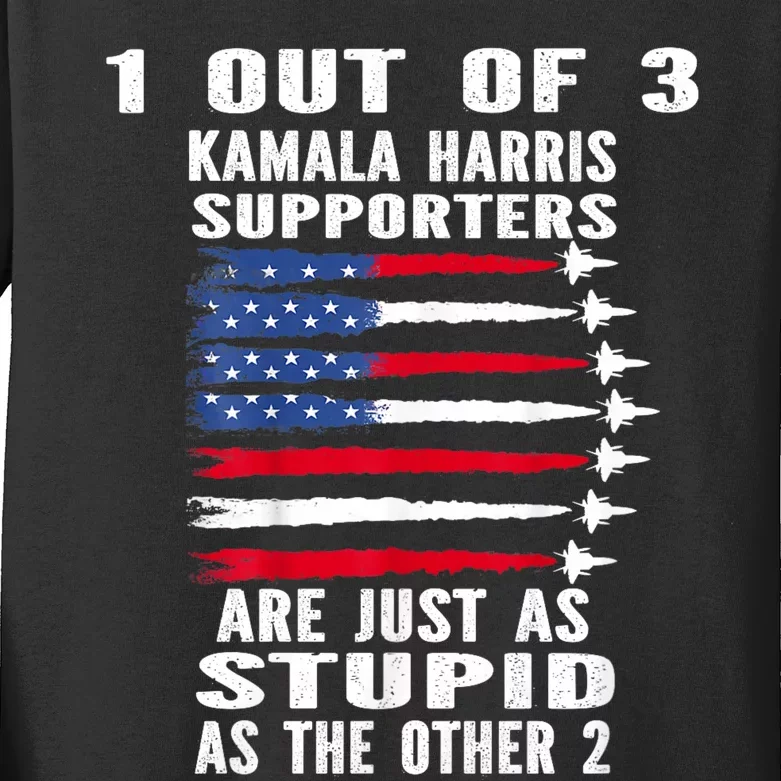 Funny Trump 1 Out Of 3 Kamala Harris Supporters Kids Long Sleeve Shirt