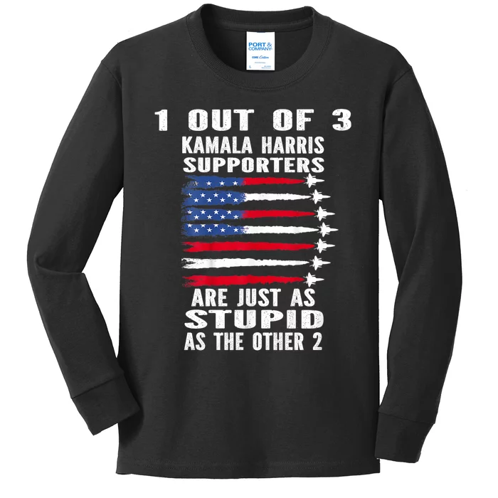 Funny Trump 1 Out Of 3 Kamala Harris Supporters Kids Long Sleeve Shirt