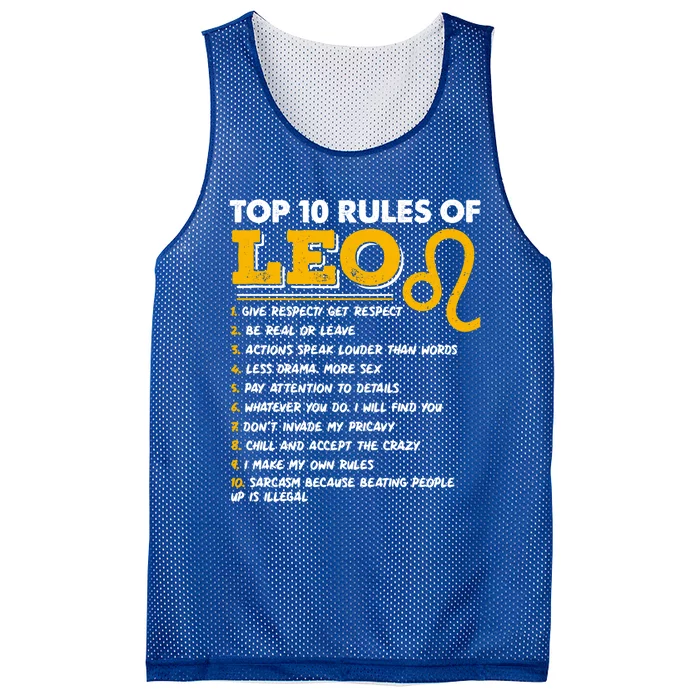 Funny Top 10 Rules Of Leo Leo Zodiac Birthday Leo Zodiac Cool Gift Mesh Reversible Basketball Jersey Tank