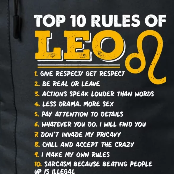 Funny Top 10 Rules Of Leo Leo Zodiac Birthday Leo Zodiac Cool Gift Daily Commute Backpack