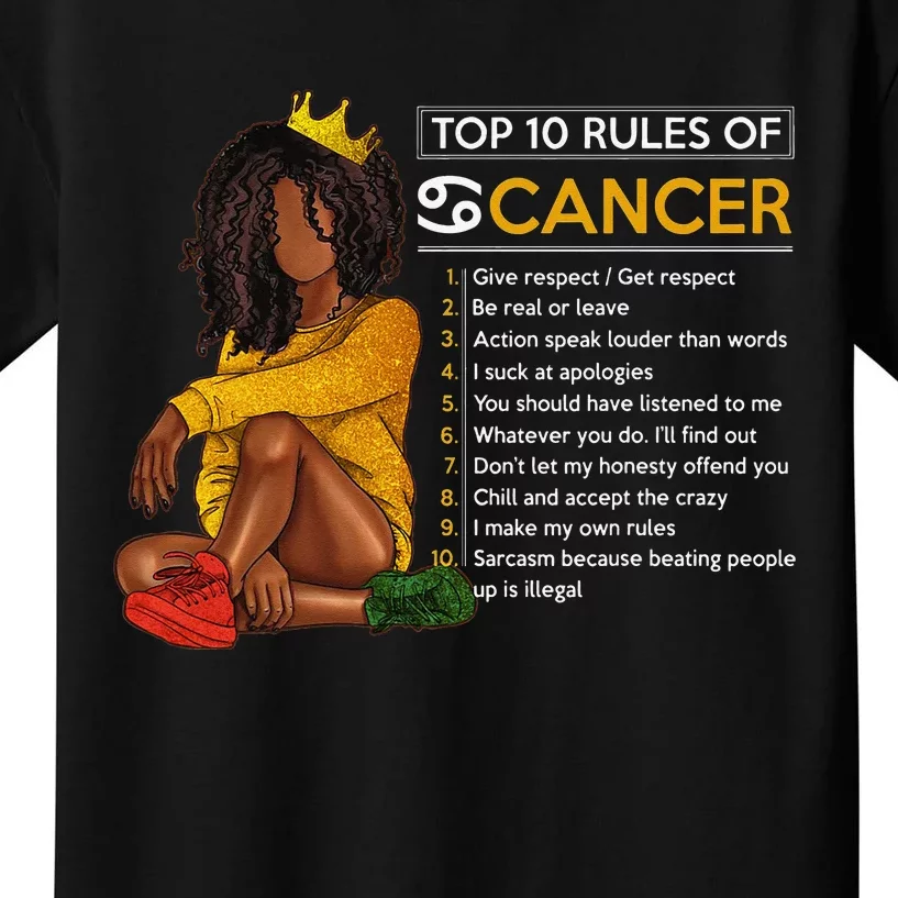 Funny Top 10 Rules Of Cancer Zodiac Sign Horoscope Birthday Kids T-Shirt