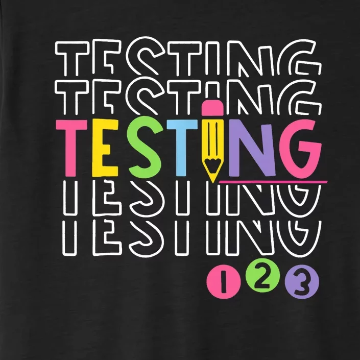 Funny Testing 123 Retro School Test Day Teacher Student ChromaSoft Performance T-Shirt