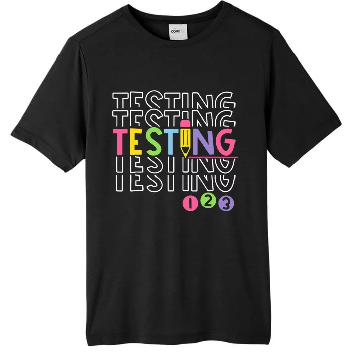 Funny Testing 123 Retro School Test Day Teacher Student ChromaSoft Performance T-Shirt