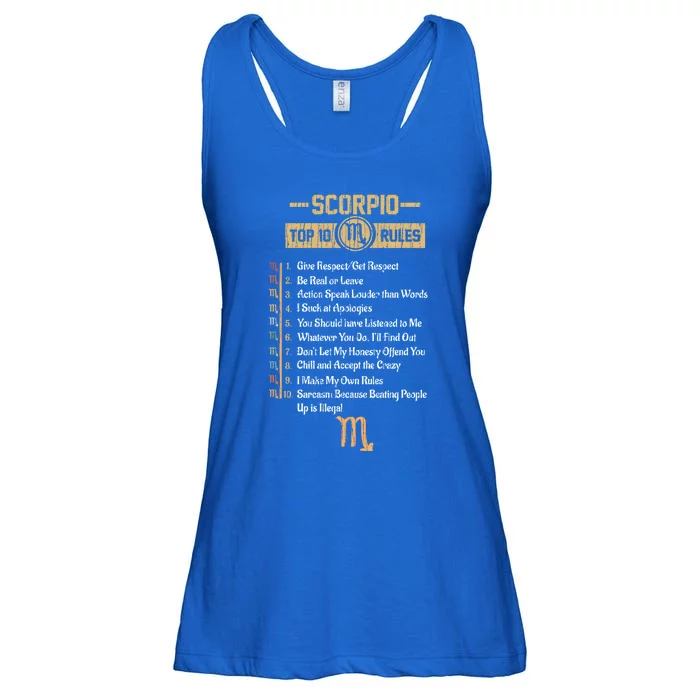 Funny Top 10 Rules Of Scorpio Zodiac Sign Birthday Great Gift Ladies Essential Flowy Tank