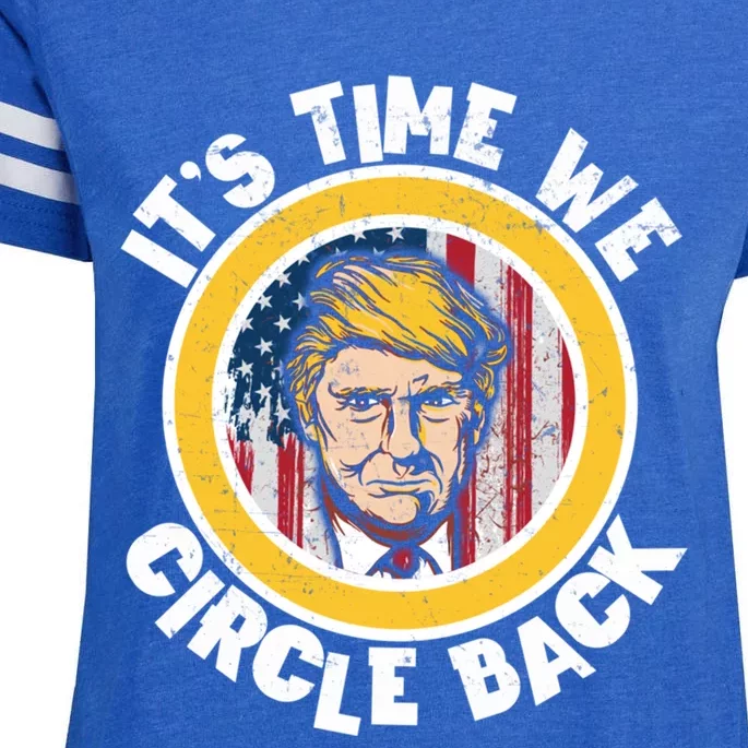 Funny Trump 2024 ItS The Time We Circle Back American Flag Funny Gift Enza Ladies Jersey Football T-Shirt