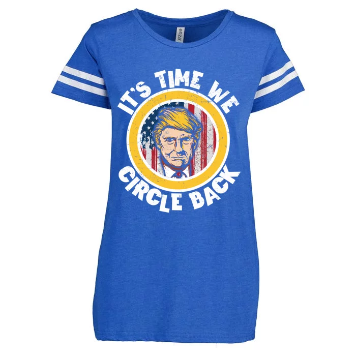 Funny Trump 2024 ItS The Time We Circle Back American Flag Funny Gift Enza Ladies Jersey Football T-Shirt