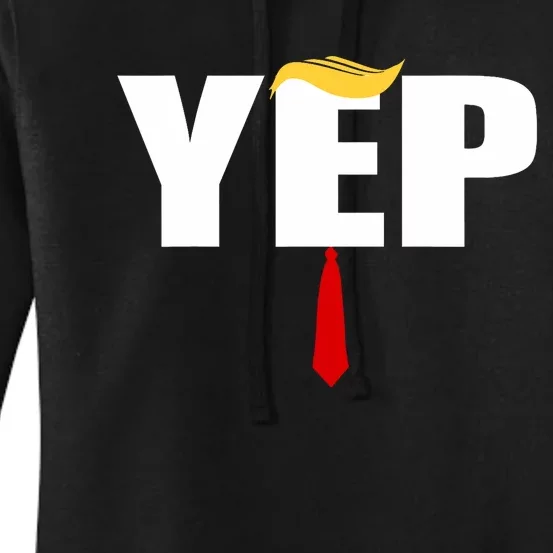 Funny Trump 2024 Yep With Trump Hair And Red Neck Tie Women's Pullover Hoodie