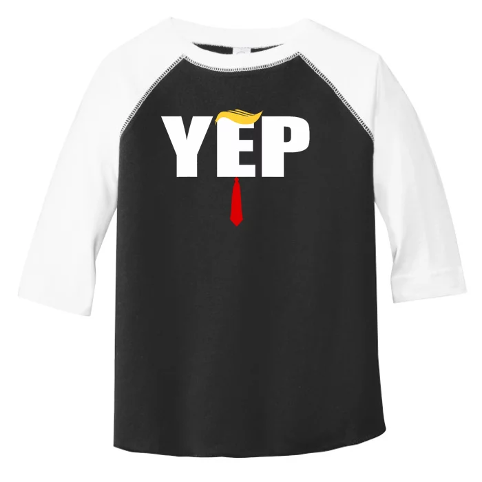 Funny Trump 2024 Yep With Trump Hair And Red Neck Tie Toddler Fine Jersey T-Shirt