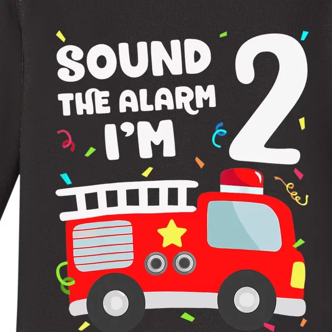 Fire Truck 2nd Birthday Boy 2 Year Old Firefighter Baby Long Sleeve Bodysuit