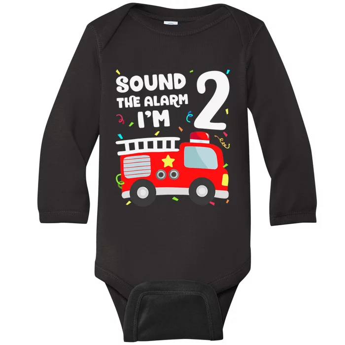 Fire Truck 2nd Birthday Boy 2 Year Old Firefighter Baby Long Sleeve Bodysuit