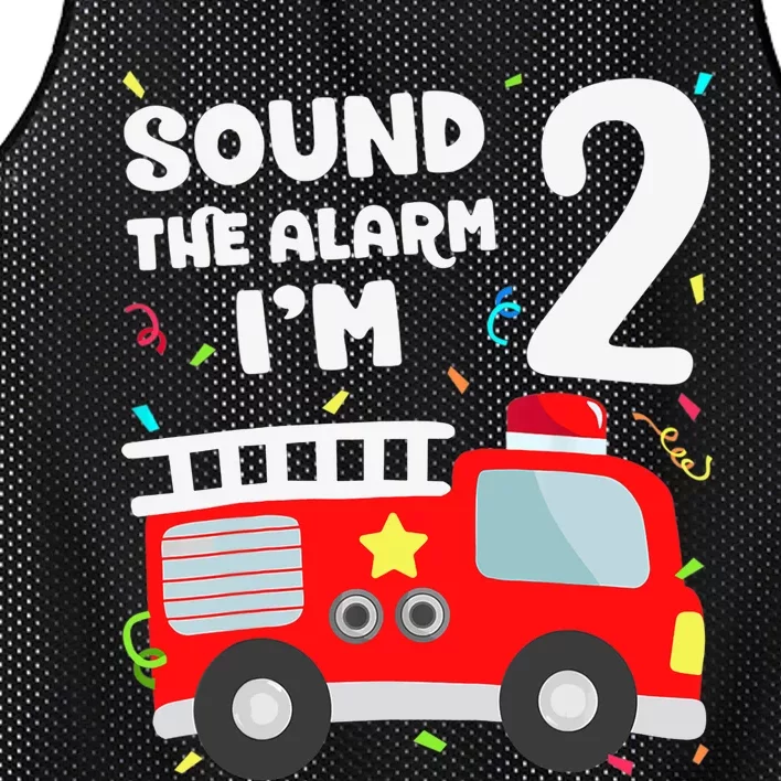 Fire Truck 2nd Birthday Boy 2 Year Old Firefighter Mesh Reversible Basketball Jersey Tank