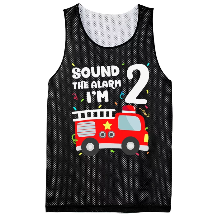 Fire Truck 2nd Birthday Boy 2 Year Old Firefighter Mesh Reversible Basketball Jersey Tank