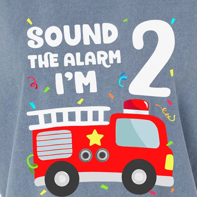 Fire Truck 2nd Birthday Boy 2 Year Old Firefighter Garment-Dyed Women's Muscle Tee