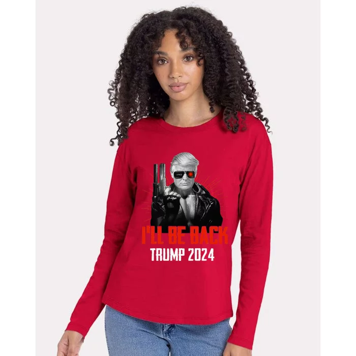 Funny Trump 2024 45 47 Trumpinator ILl Be Back Save America Womens Cotton Relaxed Long Sleeve T-Shirt