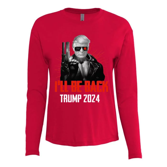 Funny Trump 2024 45 47 Trumpinator ILl Be Back Save America Womens Cotton Relaxed Long Sleeve T-Shirt