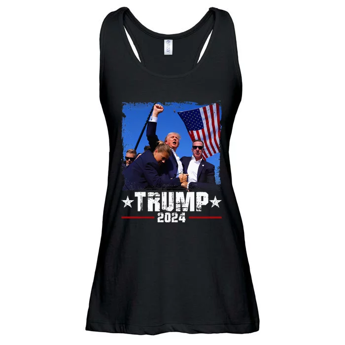 Fight Trump 2024 Election American Flag Donald Trump 2024 Ladies Essential Flowy Tank