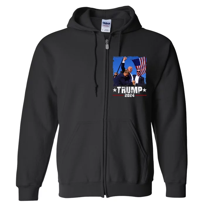 Fight Trump 2024 Election American Flag Donald Trump 2024 Full Zip Hoodie