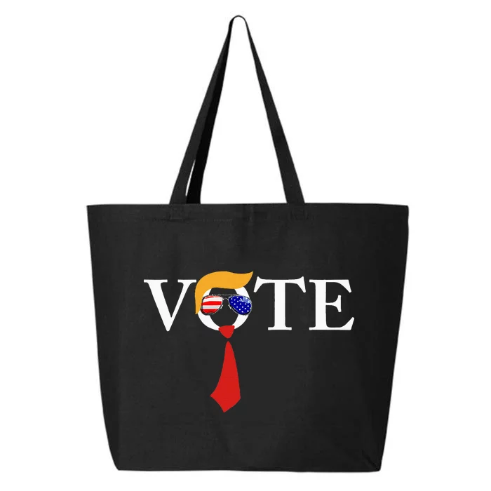 Funny Trump 2024 Vote With Trump Hair Sunglasses Us Flag 25L Jumbo Tote