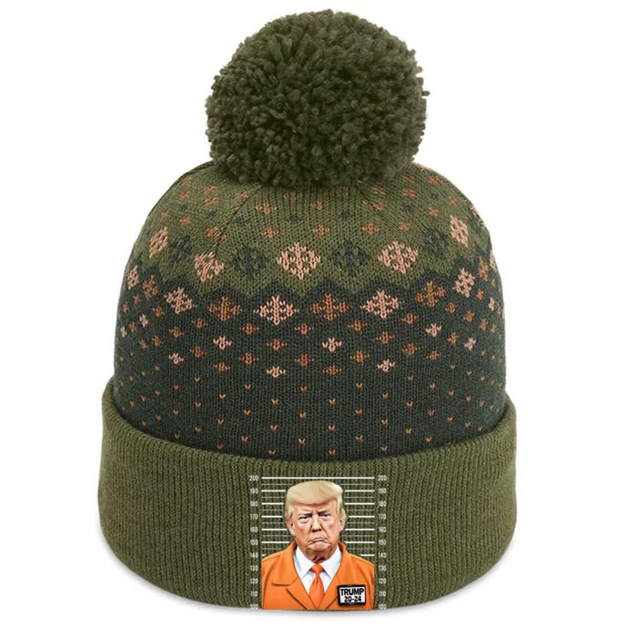 Funny Trump 2024 Prisoner Mugshot The Baniff Cuffed Pom Beanie