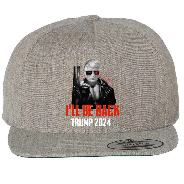 Funny Trump 2024 45 47 Trumpinator ILl Be Back Save America Wool Snapback Cap