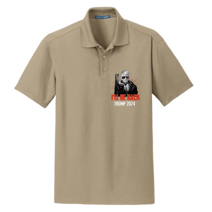 Funny Trump 2024 45 47 Trumpinator ILl Be Back Save America Dry Zone Grid Performance Polo