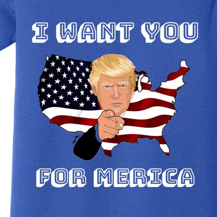 Funny Trump 2020 I Want You For Merica Donald Trump Gift Baby Bodysuit