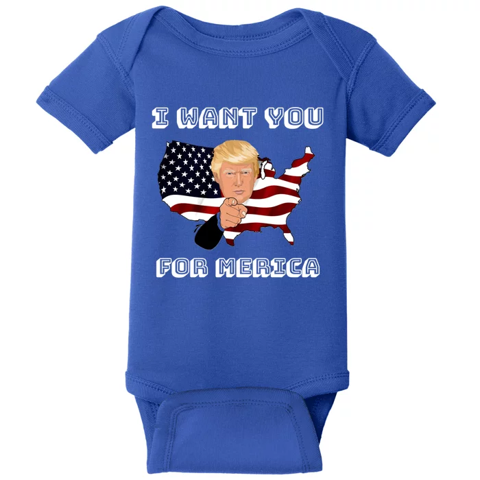 Funny Trump 2020 I Want You For Merica Donald Trump Gift Baby Bodysuit