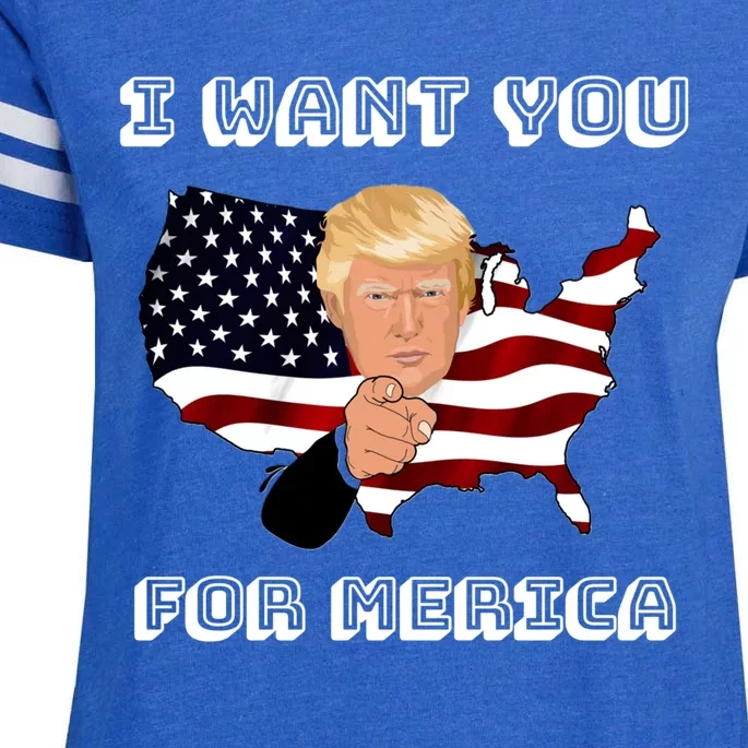 Funny Trump 2020 I Want You For Merica Donald Trump Gift Enza Ladies Jersey Football T-Shirt