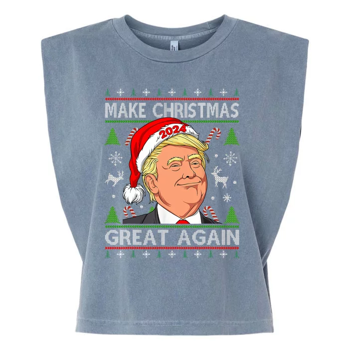 Funny Trump 2024 Make Christmas Great Again Ugly Garment-Dyed Women's Muscle Tee