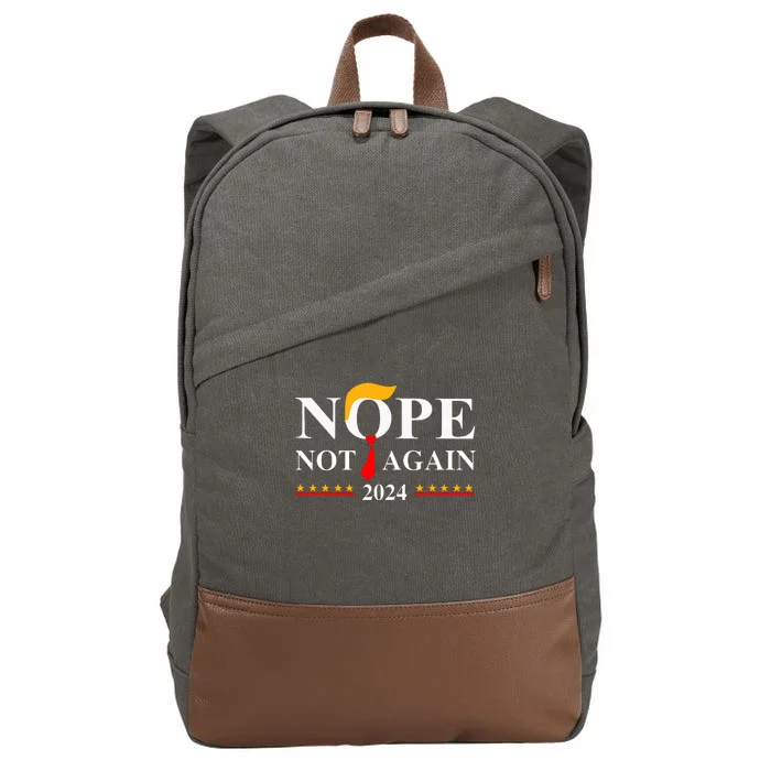 Funny Trump 2024 Nope Not Again Cotton Canvas Backpack